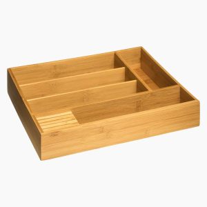 Five - Bestikbakke i bambus med knivholder - Natur - 28cm x 38cm x 7cm - Adeline