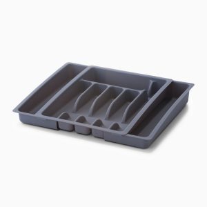 Zeller - Bestikbakke med udtræk - Grå - 29cm x 38cm x 6,5cm - Aiko