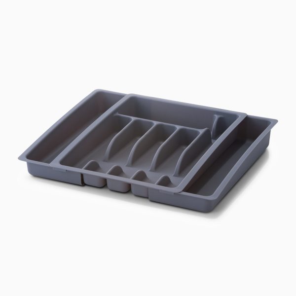 Zeller - Bestikbakke med udtræk - Grå - 29cm x 38cm x 6,5cm - Aiko
